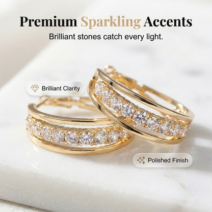 📢📢40% OFF !! ⏰Elegant Geometric Hoop Earrings with Sparkling Accents