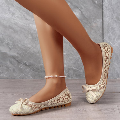 📢📢30% OFF !! ⏰💞50K+ SOLD! Women’s Elegant Lace Ballet Flats With Bow-Tie