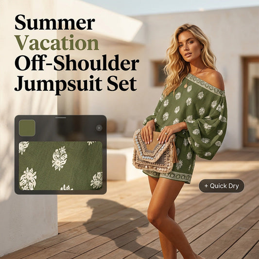 📢📢40% OFF !! ⏰Bohemian Off-Shoulder Printed Jumpsuit Set