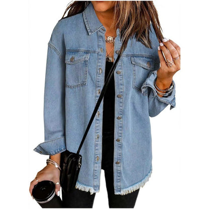 📢📢30% OFF !! ⏰Women's Raw Edge Ripped Denim Jacket
