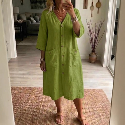 📢📢35% OFF !! ⏰Women's Casual V-Neck Midi Dress