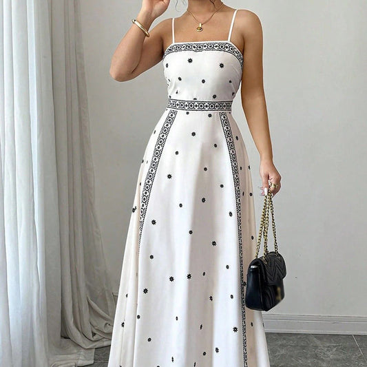 📢📢40% OFF !! ⏰Women's Elegant Printed Spaghetti Strap Dress