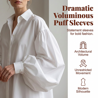 📢📢30% OFF !! ⏰Women's Oversized Puff Sleeve Shirt Dress