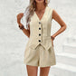 Women's V-Neck Vest & Shorts 2-Piece Set
