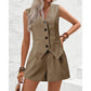 Women's V-Neck Vest & Shorts 2-Piece Set
