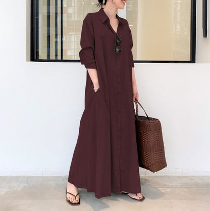 📢📢35% OFF !! ⏰Long-Solid, Simple and Long-Coloured Sleeve Dress