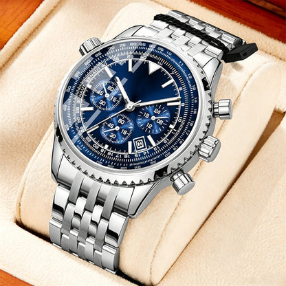 ⌚ 60% OFF NOW! ✨ Men's Classic Multifunctional Business Watch – Stainless Steel, Chronograph & 30M Water Resistant 📅