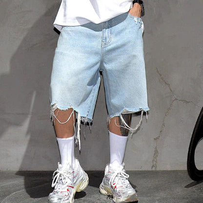 📢📢30% OFF !! ⏰Men's Fashion Loose Fit Denim Shorts with Raw Hem