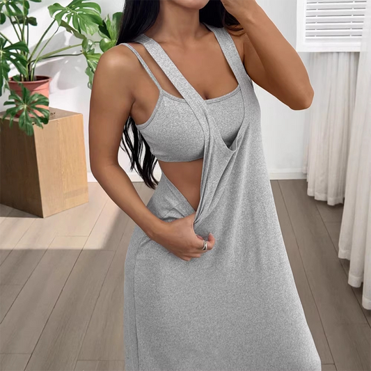 📢📢30% OFF !! ⏰Two-Piece Style Tank Maxi Dress with Side Cut-Outs