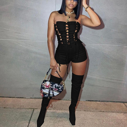 📢📢35% OFF !! ⏰Solid Color Sleeveless Lace-Up Jumpsuit