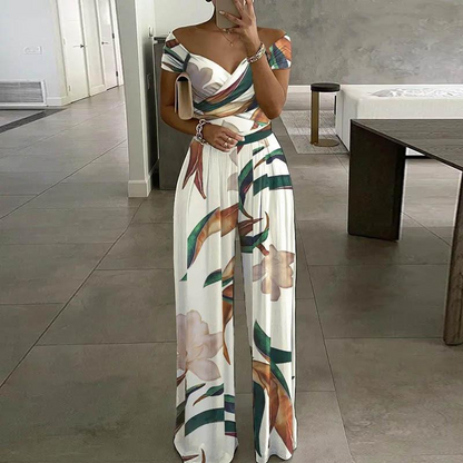 📢📢40% OFF !! ⏰Women's Elegant Off-Shoulder Wide-Leg Jumpsuit