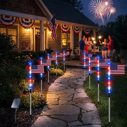 📢📢40% OFF !! ⏰Outdoor Solar Flag Stake Lights