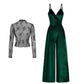 📢📢40% OFF !! ⏰2-Piece Velvet Jumpsuit & Lace Top Set