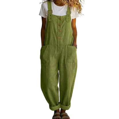 📢📢30% OFF !! ⏰Women's Casual Loose Fit Button-Front Overalls