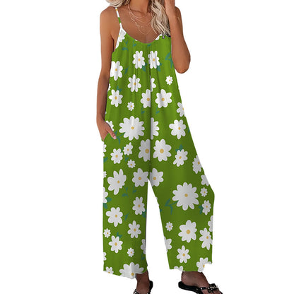 📢📢40% OFF !! ⏰Women's Floral Print Wide Leg Jumpsuit