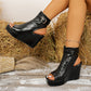 Fashion Buckle Peep-Toe Wedge Heel Sandals