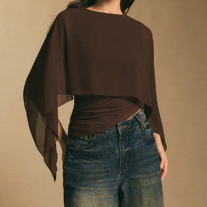 📢📢40% OFF !! ⏰Women's Elegant Chiffon Cape Sleeve Top