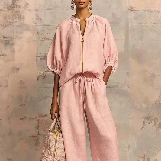 📢📢35% OFF !! ⏰Women's Solid Color 2-Piece Casual Tracksuit Set