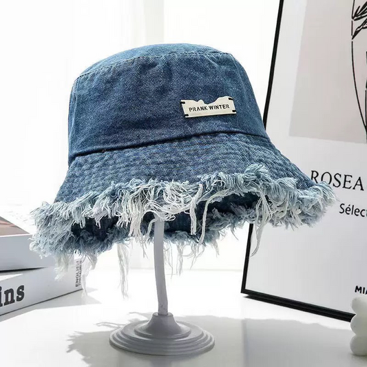 📢📢40% OFF !! ⏰Stylish Layered Fray Denim Sun Protection Hat
