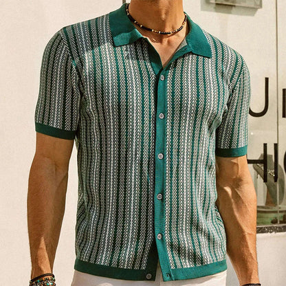 Men's Short Sleeve Herringbone Knit Shirt