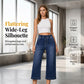 📢📢40% OFF !! ⏰Women's Pull-On Wide-Leg Cropped Denim Jeans