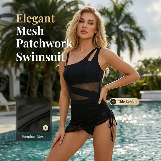 📢📢30% OFF !! ⏰Women's Sexy Mesh Patchwork One Piece Swimsuit
