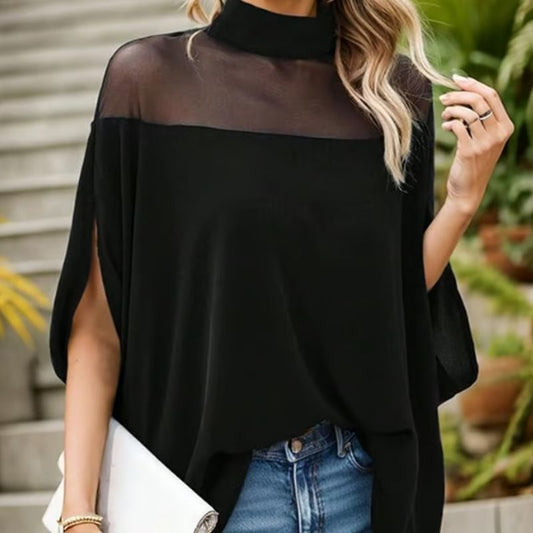 📢📢40% OFF !! ⏰Women's Casual High-neck Batwing Blouse