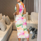 📢📢40% OFF !! ⏰Sleeveless Floral Print Ruched Bodycon Midi Dress