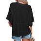 📢📢40% OFF !! ⏰Women's Solid Color Splicing Loose Five Points Flare Sleeve T-Shirt