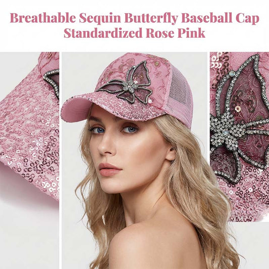 Rhinestone Butterfly Sequin Baseball Cap