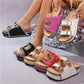 Double Buckle Strap Cork Slide Sandals