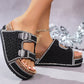Double Buckle Strap Cork Slide Sandals