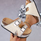 Double Buckle Strap Cork Slide Sandals
