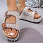 Double Buckle Strap Cork Slide Sandals