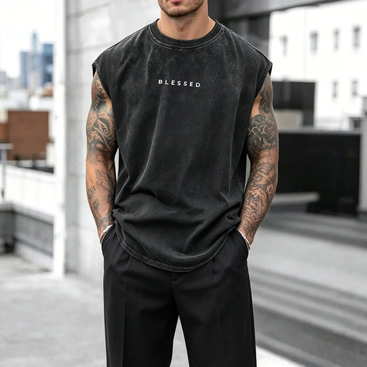 📢📢30% OFF !! ⏰Vintage Wash Loose Fit Gym Muscle Tee