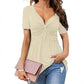 📢📢40% OFF !! ⏰Women's Short Sleeve V-Neck Twist Front Tunic Top