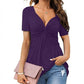 📢📢40% OFF !! ⏰Women's Short Sleeve V-Neck Twist Front Tunic Top