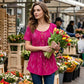 📢📢40% OFF !! ⏰Women's Floral Print Pleated Tunic Top🌸