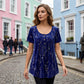 📢📢40% OFF !! ⏰Women's Floral Print Pleated Tunic Top🌸
