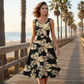 📢📢30% OFF !! ⏰ Women's Casual Printed Flowy Midi Dress – Lightweight, Relaxed Fit & Perfect for Beach, Brunch or Daily Wear ☀️