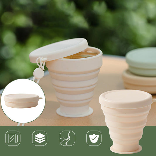 Silicone Collapsible Travel Cup with Lid & Lanyard