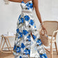 📢📢40% OFF !! ⏰Women’s Floral Print High Slit Spaghetti Strap Flowy Dress