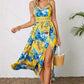 📢📢40% OFF !! ⏰Women’s Floral Print High Slit Spaghetti Strap Flowy Dress