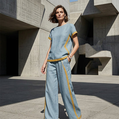📢📢40% OFF !! ⏰Women's Casual 2-Piece Set with Contrast Trim
