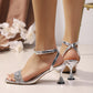 📢📢40% OFF !! ⏰Rhinestone Ankle Strap Sandals with Sculptural Heel