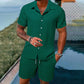 📢📢40% OFF !! ⏰Men's Loose Short Sleeve Shirt & Shorts 2-Piece Set