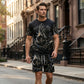 📢📢30% OFF !! ⏰Men's Print T-Shirt & Shorts 2-Piece Set