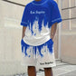 📢📢30% OFF !! ⏰Men's Graphic Print T-Shirt & Shorts Set