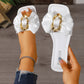 📢📢40% OFF !! ⏰Bow & Chain Decor Flat Slide Sandals
