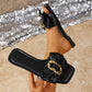 📢📢40% OFF !! ⏰Bow & Chain Decor Flat Slide Sandals